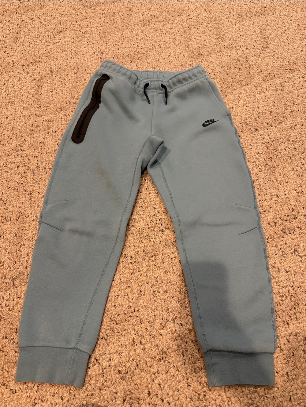 Nike Tek Kids Light Blue/Green Joggers with Black Zip Accent size L